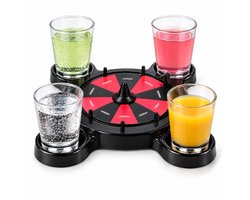 Lomera Drankspel met 4 Shotglaasjes - Draaiwiel met Opdrachten - Roulette Shot - Drinkspel - Partyspel voor Volwassenen - Drinking Game - Rad van Fortuin - Shotjes Spel - Feestspel