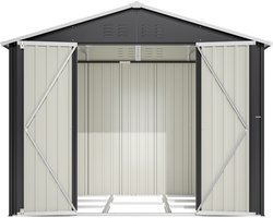 Fietsenberging van metaal - Afsluitbare tuinberging met schuifdeuren en ventilatie - Voor fietsen en tuingereedschap - Zwart - 240,4 x 192,3 x 191 cm