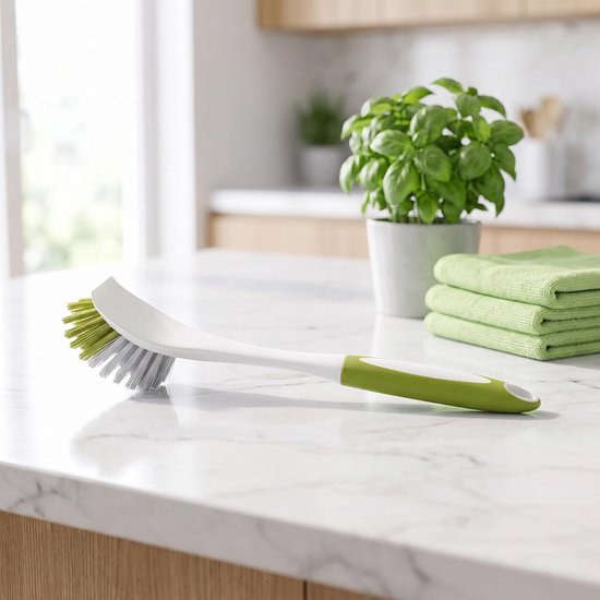 4 Stuks Delige Keukenscrubbers met Lange Antislip Handgreep Stevige Nylon Haren voor Hardnekkige Resten Multifunctionele Afwasborstels Geschikt voor Potten Pannen Servies — afbeelding 5