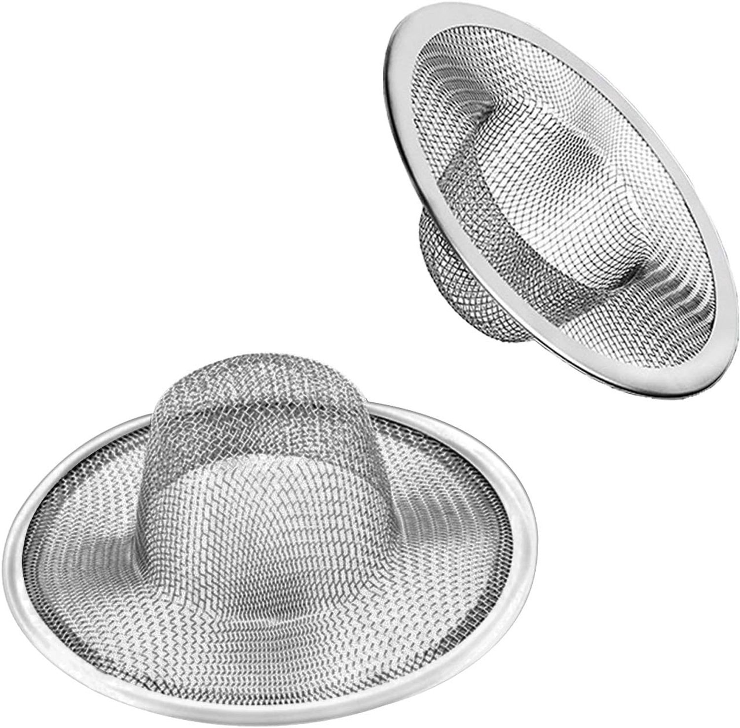 2 stks Heavy Duty RVS Slop Mand Filter Trap, 2.75 "Top/1" Mesh Metalen Spoelbak Zeef, Perfect voor Keukenwastafel/Badkamer Bad Wastafel Vloer afvoer balkon Drain Gat, Utility