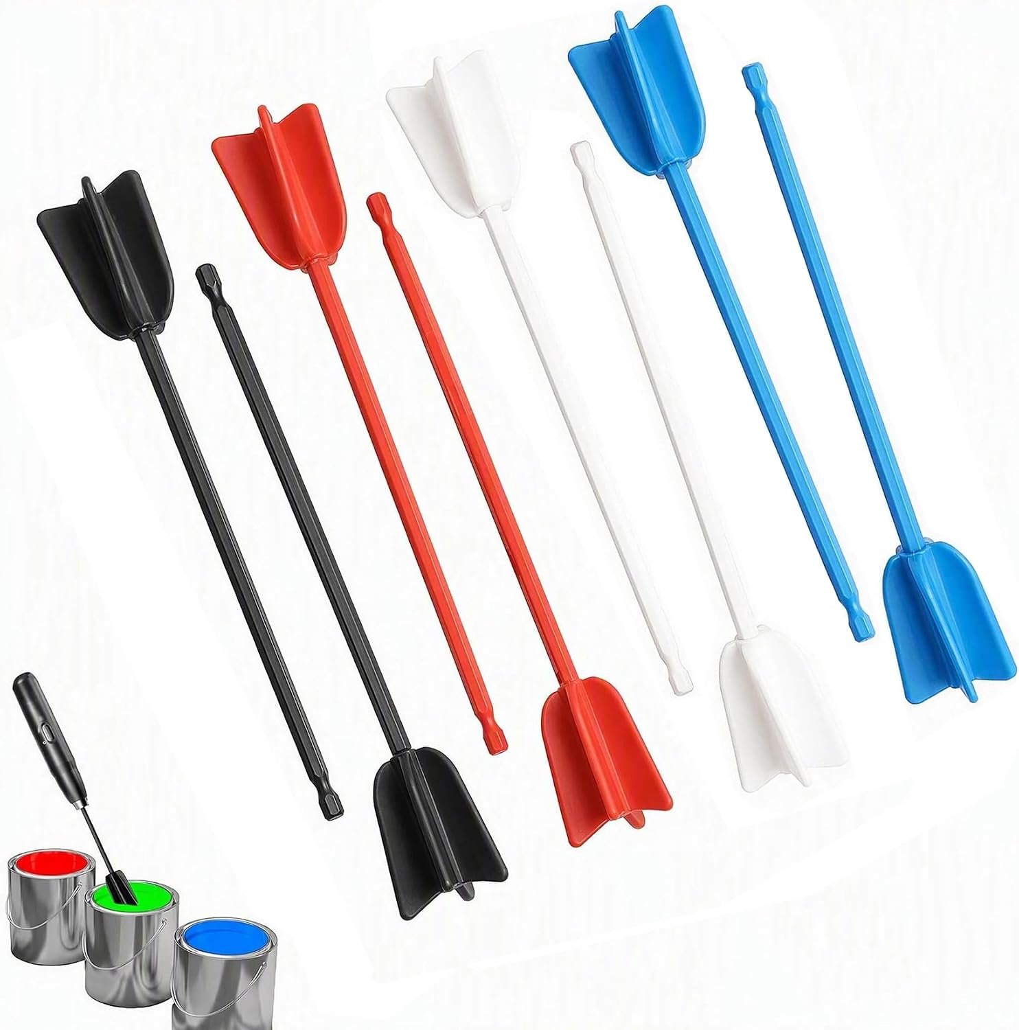 8 stuks verfroerders voor 1/4 boren, herbruikbare epoxyhars-roerder voor epoxy, siliconen, mengen, schilderen, keramisch glazuur (meerkleurig)