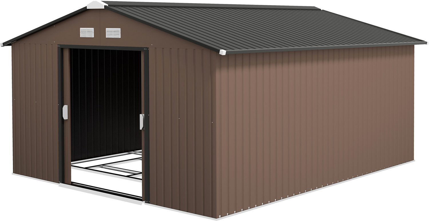 Sunona Tuinhuis - Met schuifdeuren en ventilatieramen - 386 x 340 x 200 cm - Bruin