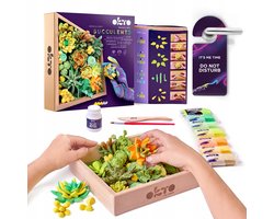 3Okto 3D kunstwerk - Sensory Art - Wood&craft creative set - succulents - Klei artist