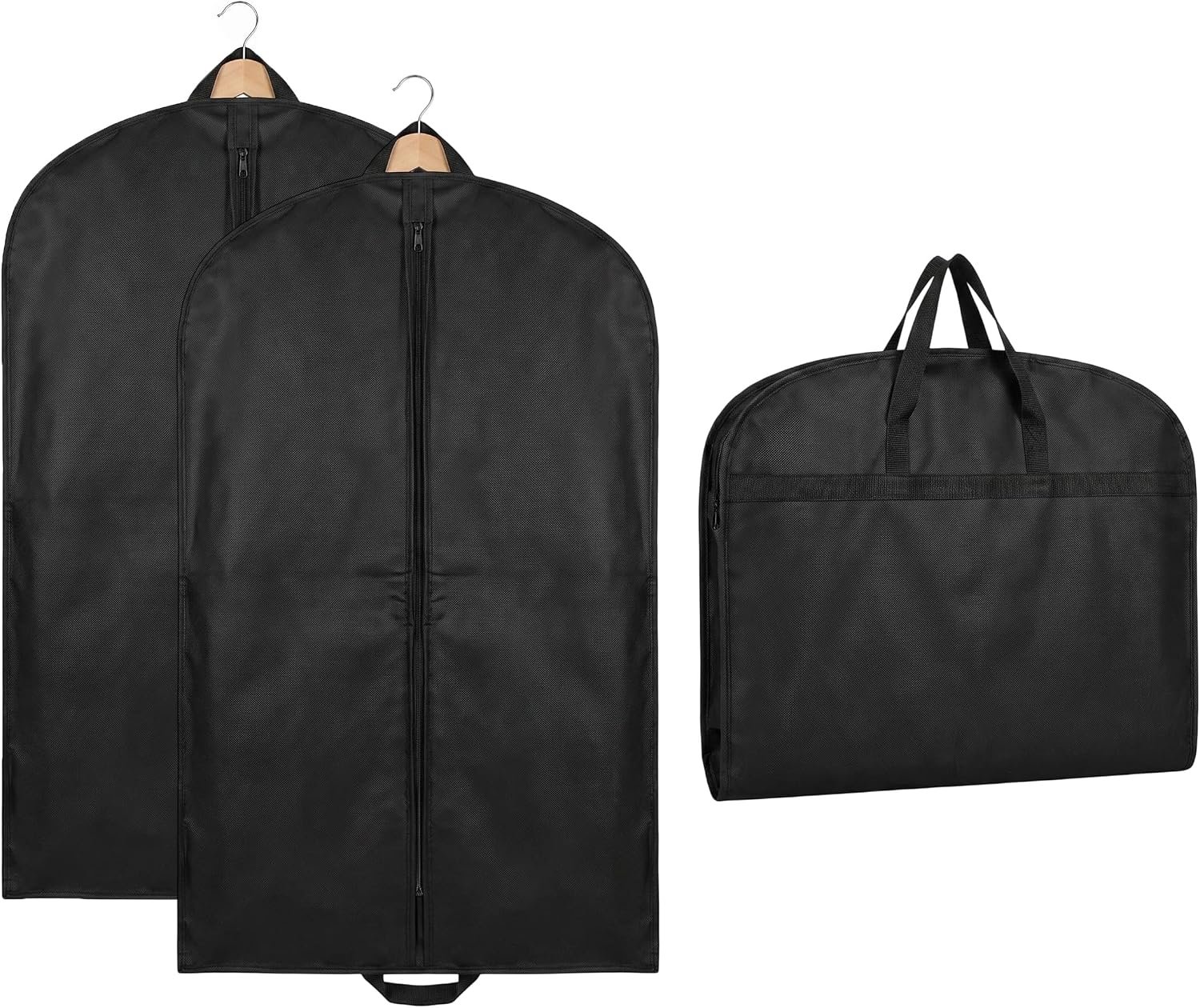 2 stuks kledingzakken 60 x 120 cm, voor heren met draaggreep, kledingzakken stofdicht voor pakken en jurken, kostuumbeschermhoes als kledinghoes en kledingzak voor op reis