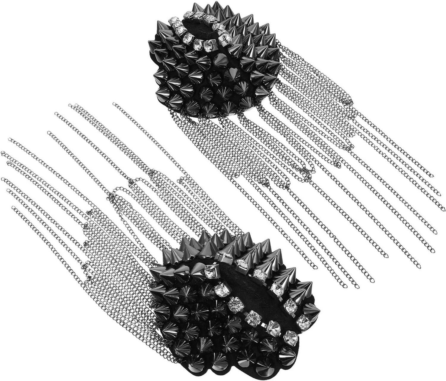 Kwastjes met Metalen Kettingen Rhinestone Studs Decoratieve Epauletten voor Jas Kostuum Uniform Geschikt voor Mannen Vrouwen DIY Modeaccessoires