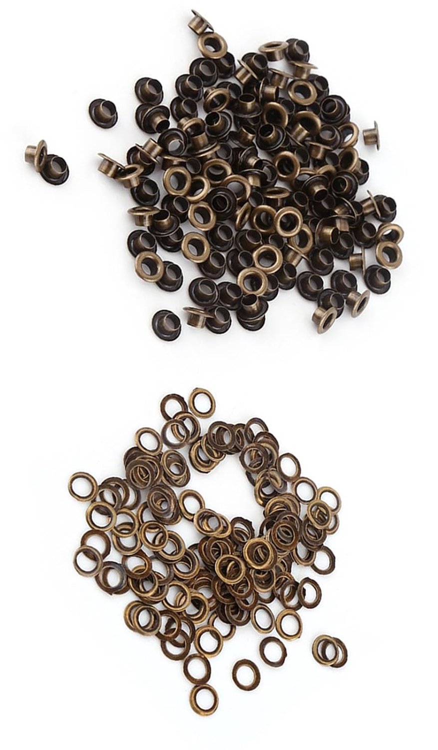 Messing Oogjes met Sluitringen voor Schoenen Riemen Tassen Leer Ambacht 100 Stuks, Binnendiameter 6 Mm Metalen Doorvoertules Bevestigingsmiddelen voor Doe-het-naaiprojecten (6MM)