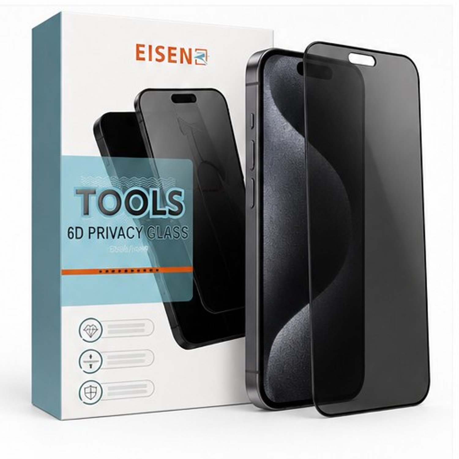 Eisenz - Privacy Screenprotector geschikt voor iPhone 15 Pro - Privacyglas - Tegen Meekijken - Gehard Glas - Met Installatiehulp