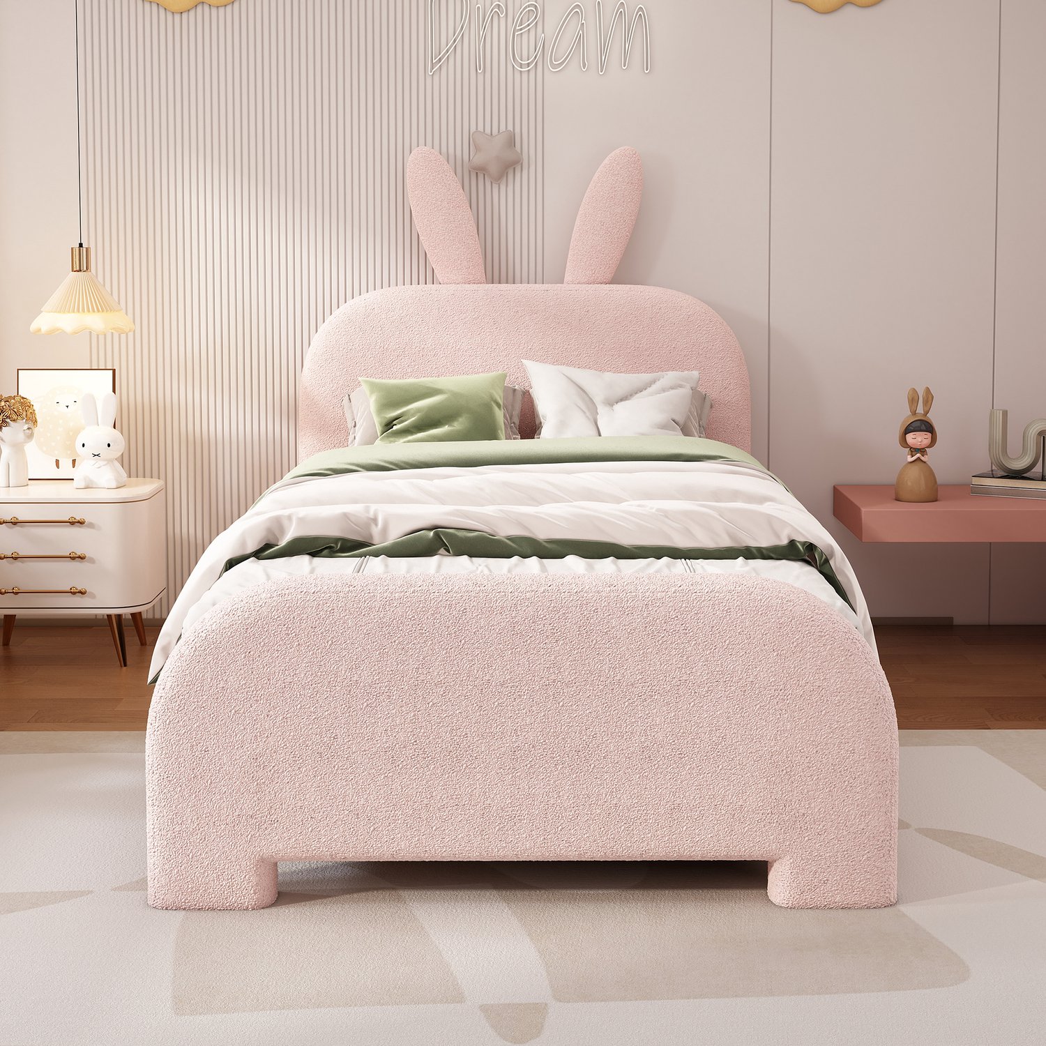 Kinderbed 90 x 200 cm - twee lades - roze