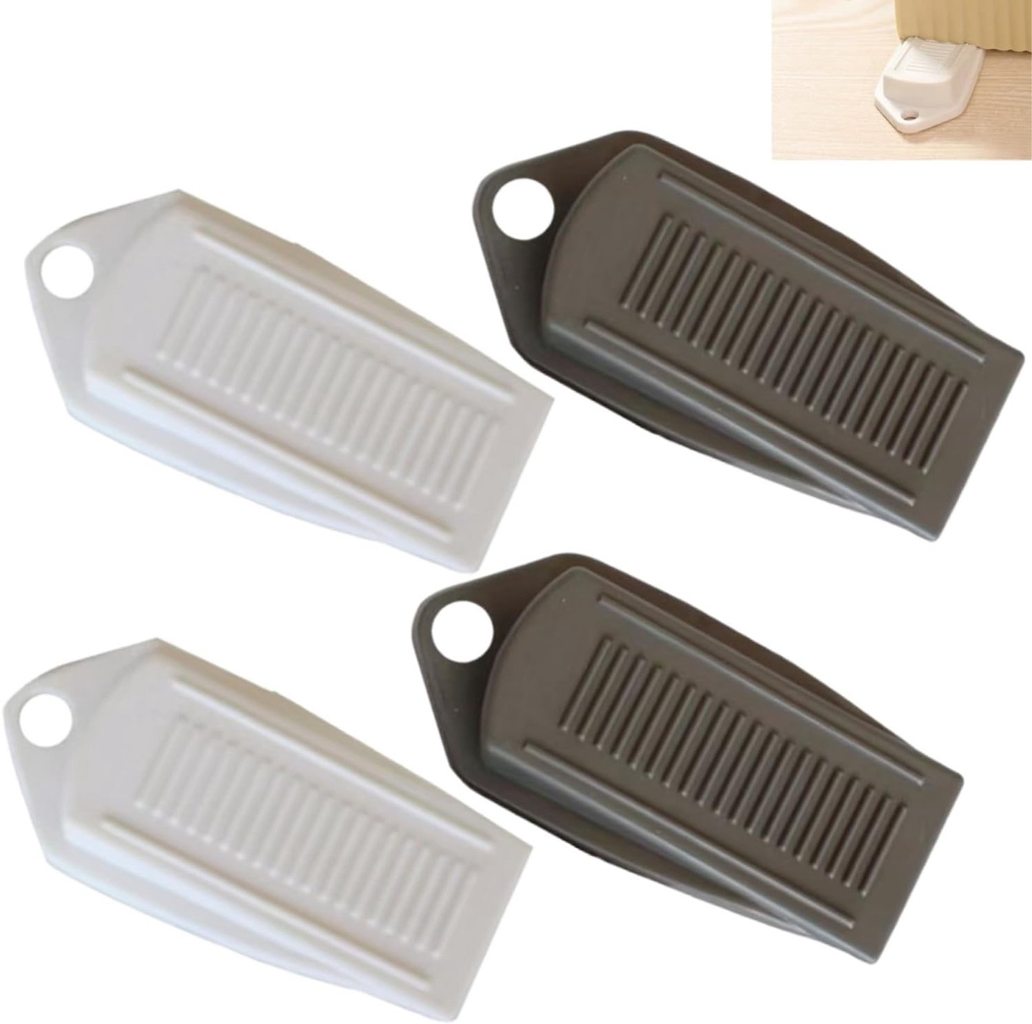 Rubberen Deurstopper Wedges - 4 Stuks, Antislip en Krasbestendig voor Balkondeuren en Kinderenkamers, Ideaal voor Bescherming en Stabiliteit