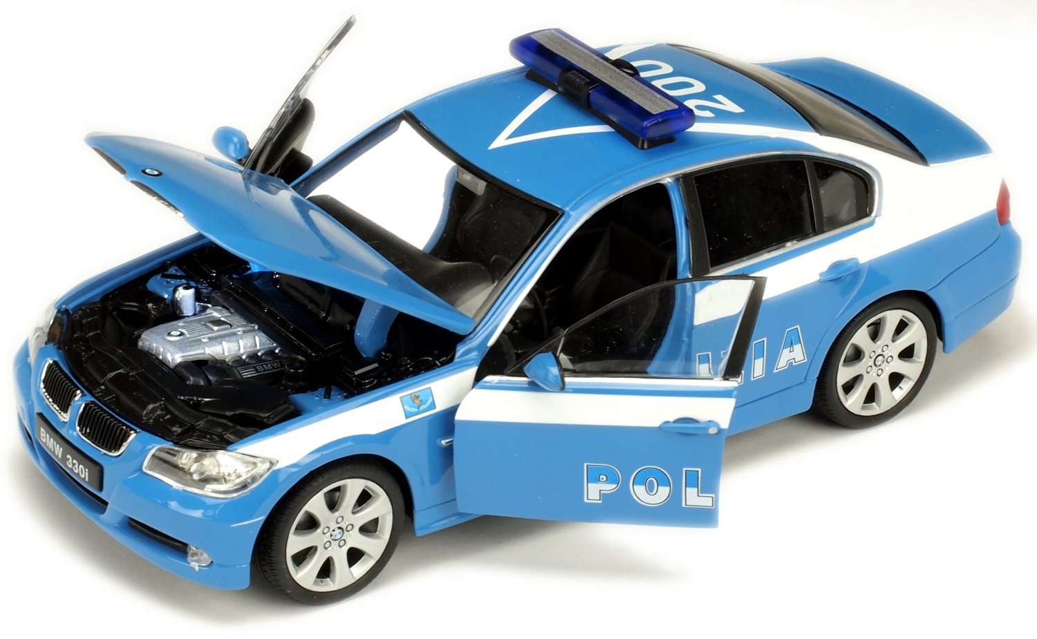Model Auto Politie Blauw Metaal 1:24 Deuren Open