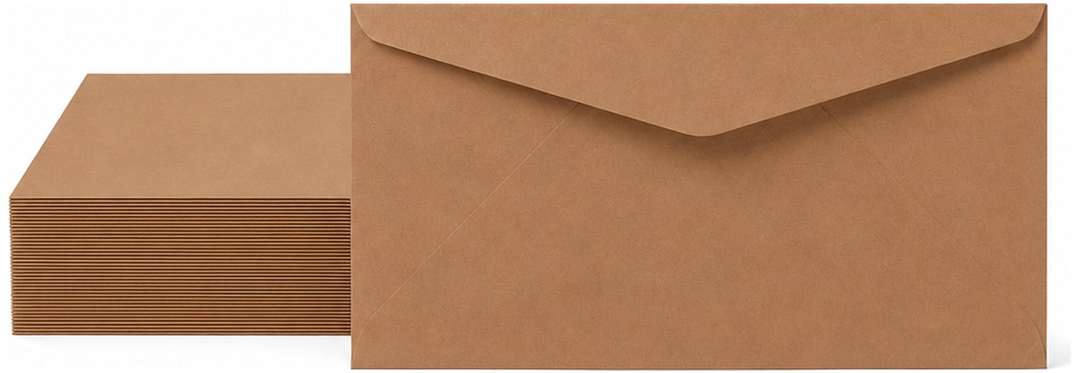 Enveloppen Kraftbruin 11x22 cm - 60 stuks - 120 gram - Kraft Enveloppen DL - Wenskaart Envelop
