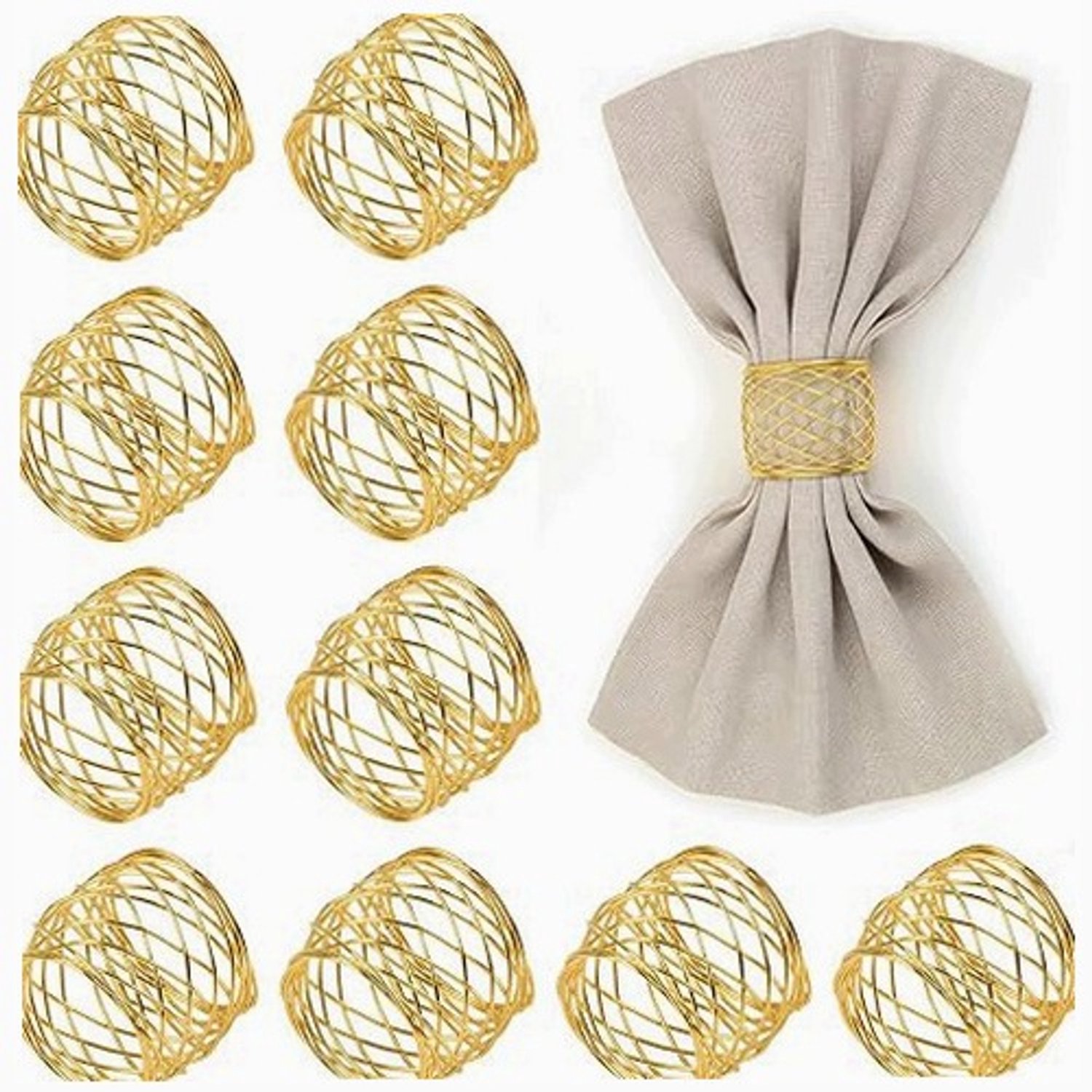 Gouden Metalen Servetringen Set van 12 - Elegante Tafeldecoratie