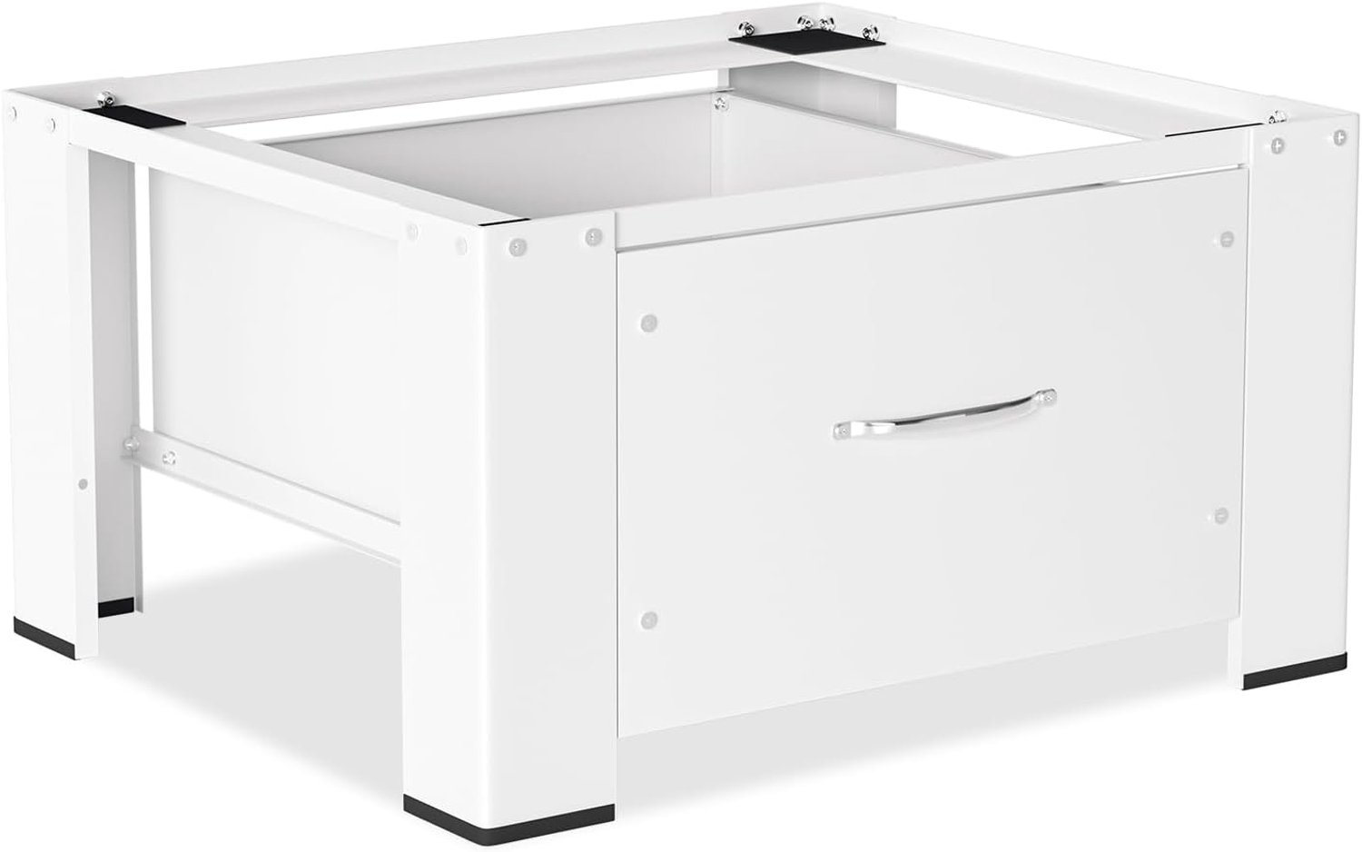 Wasmachine-onderstel met lade tot 150 kg, wasmachineverhoging met lade, wasmachineonderkast sokkel max. stalen voetstuk 62,5 x 54,5 x 32,5 cm, wit