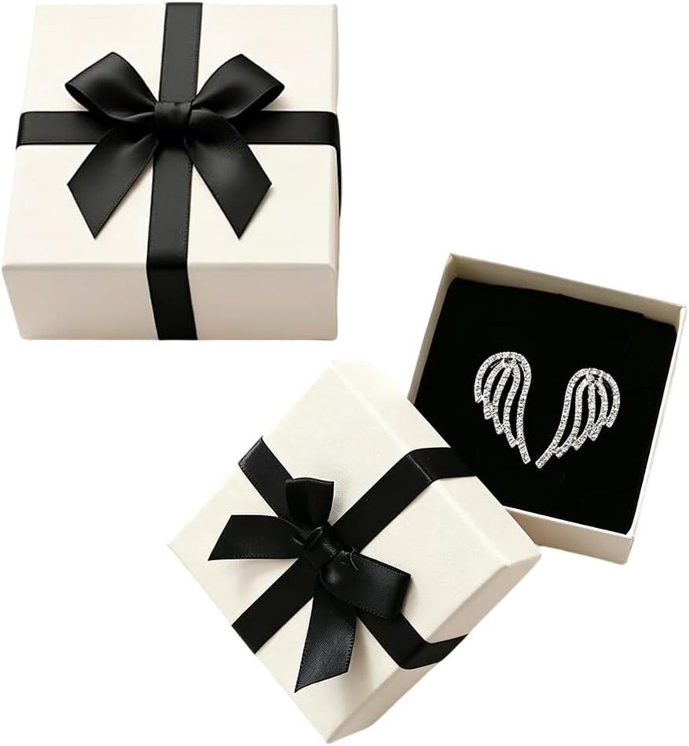 2 stuks geschenkdoos 9 x 9 x 4 cm wit sieradendoosje met deksel