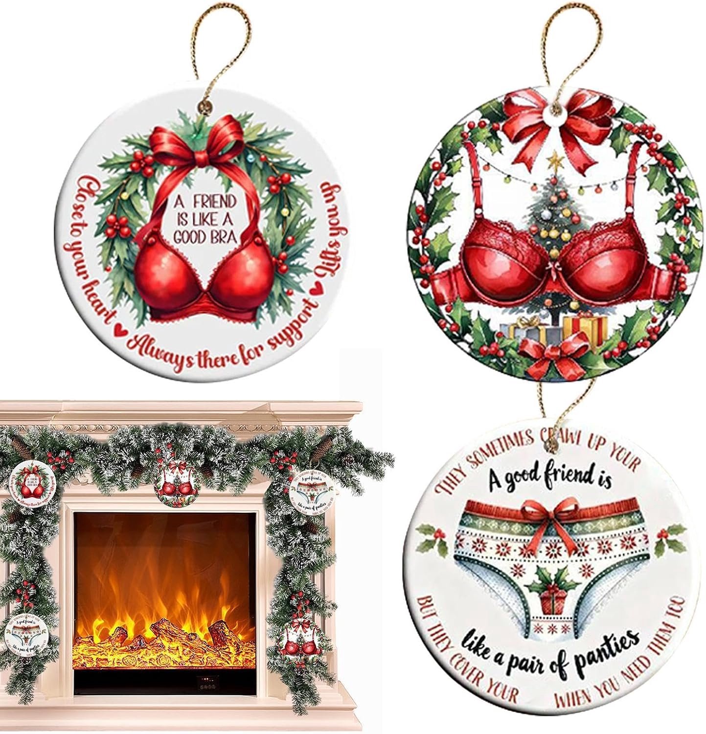 Kerstversiering voor vriendschap, grappige 2D acryl decoraties