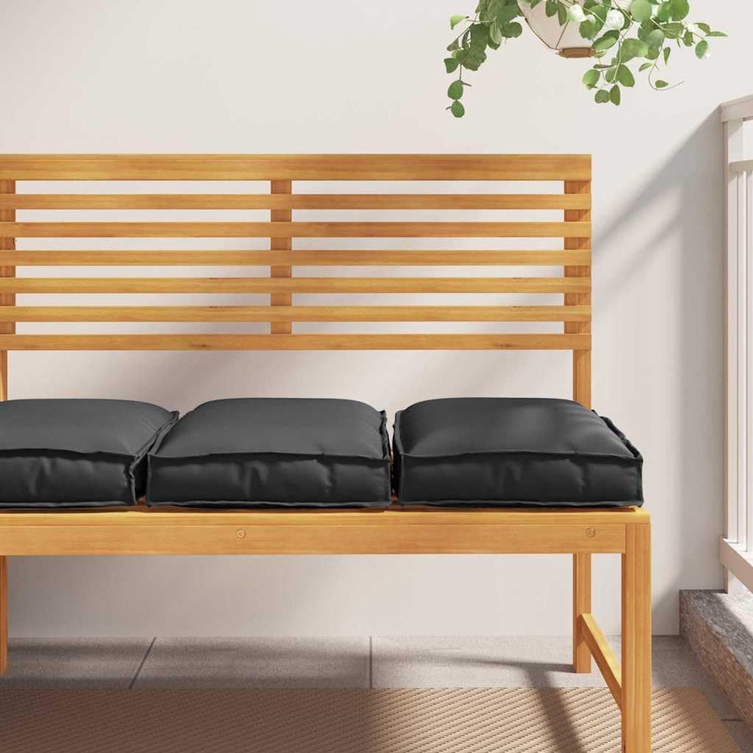 2 stuks kussens, vierkant, zwart, 40 x 40 x 8 cm, Oxford-stof, overtrek van polypropyleen, vulling, waterafstotend, voor binnen en buiten, woonkamer, terras