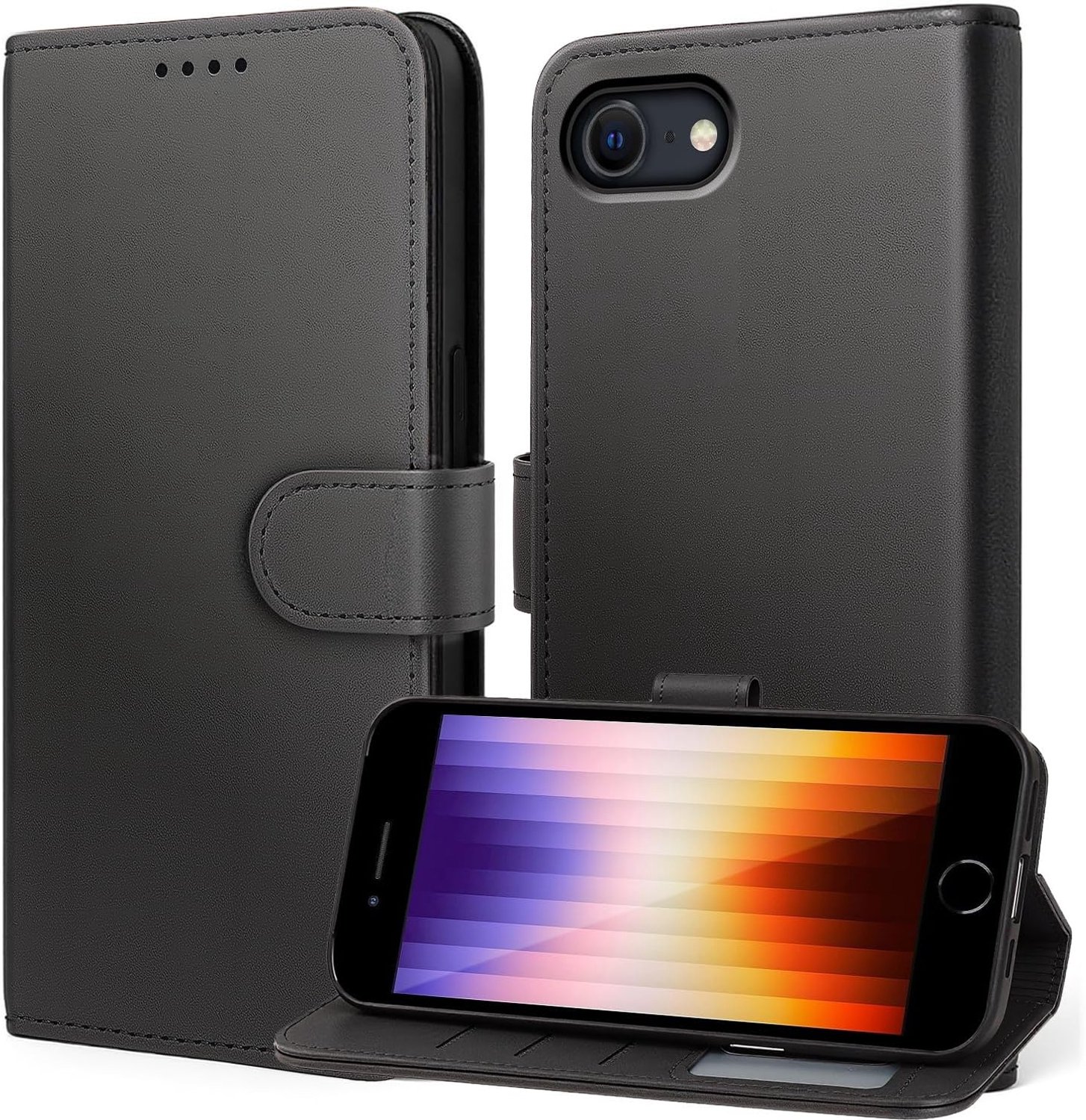 Beschermhoesje voor iPhone SE 2020/2022/iPhone 8/7, afneembare 2-in-1 beschermhoes premium PU-lederen portemonnee met standfunctie en kaartsleuven, flipcase voor iPhone 7/8/SE 2020/2022