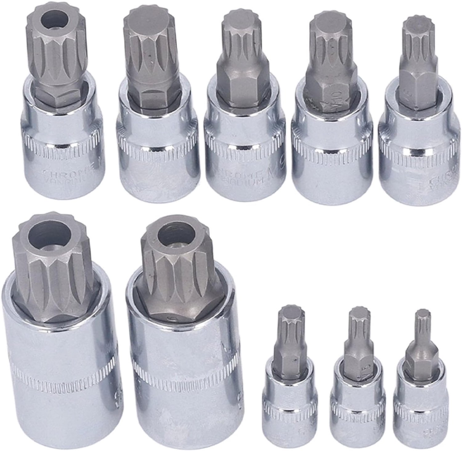 10 Stuks Triple Square Bit Socket Set Hoog Sterkte met Opbergdoos voor