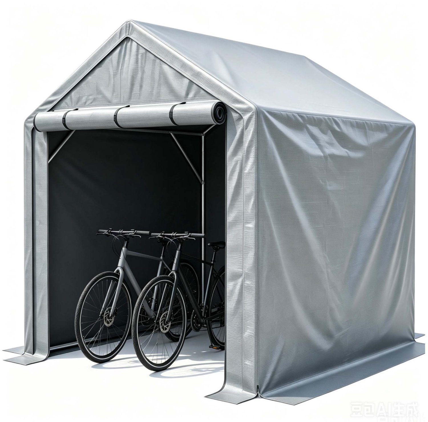 Fietsenberging 190 x 170 x 200 cm - Waterdicht PE doek met ritssluiting - Gegalvaniseerd stalen frame - Voor tuin en terras - Donkergrijs