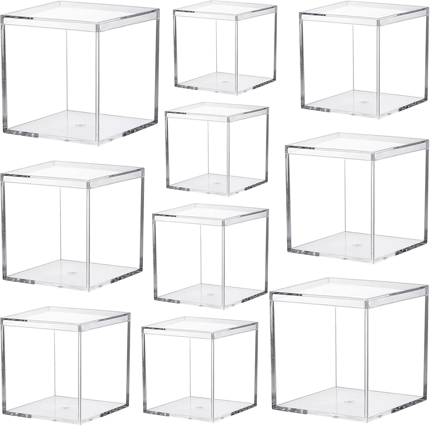Set van 10 Duidelijke Acryl Dozen met Deksel, Kleine Transparante Opbergdozen voor Organisatie