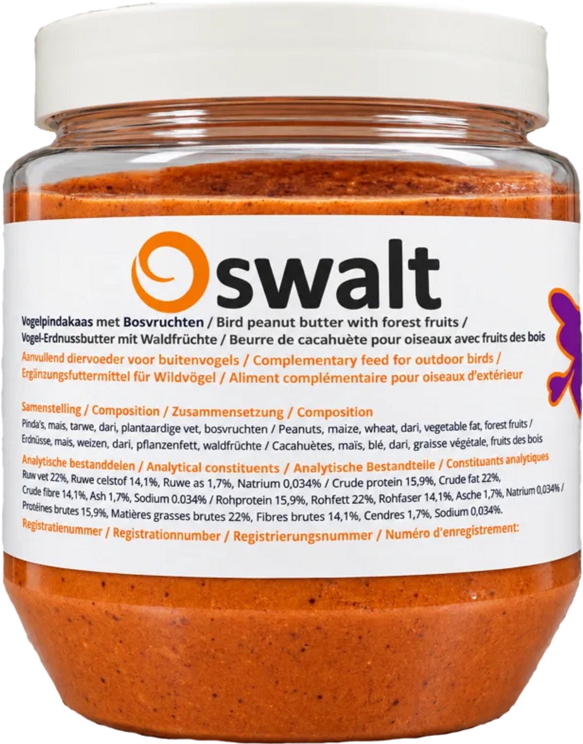 Oswalt Vogel Pindakaas met Bosvruchten - Buitenvogelvoer - 6 x 350 gram