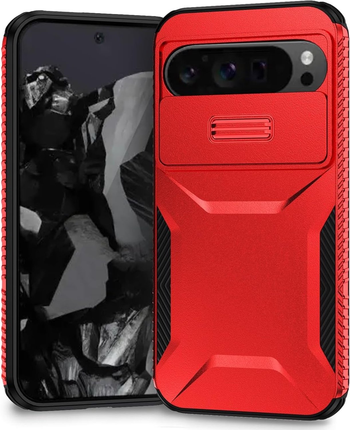 Hoesje voor Pixel 10 Pro XL Cover,voor Google 10ProXL hoesje met Schuifdeksel voor camera,Militair beschermingsniveau Ultrasterke schokbestendige beschermhoes voor Google Pixel 10 Pro XL rood