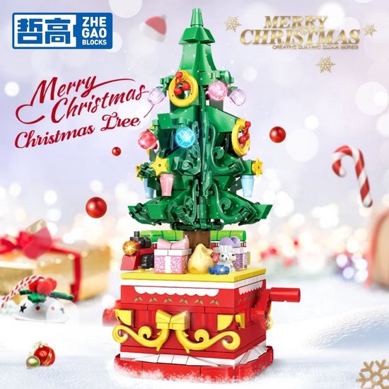 Zhe Gao 11149 Roteerbaar Kerstboom bouwset | Incl. mini kersttrein | Creator classic bouwpakket | Educatief speelgoed voor volwassenen & kinderen | Kerst bloemen decoratie geschenkset | Niet geschikt voor lego | Bouwdoos met 366 bouwstenen — cadeau in Spellen & Speelgoed - foto 5
