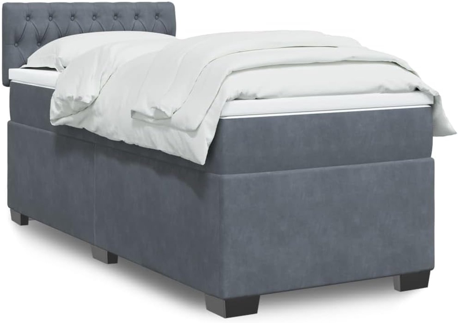 Fluweel pocketveringmatras donkergrijs 90x190 cm