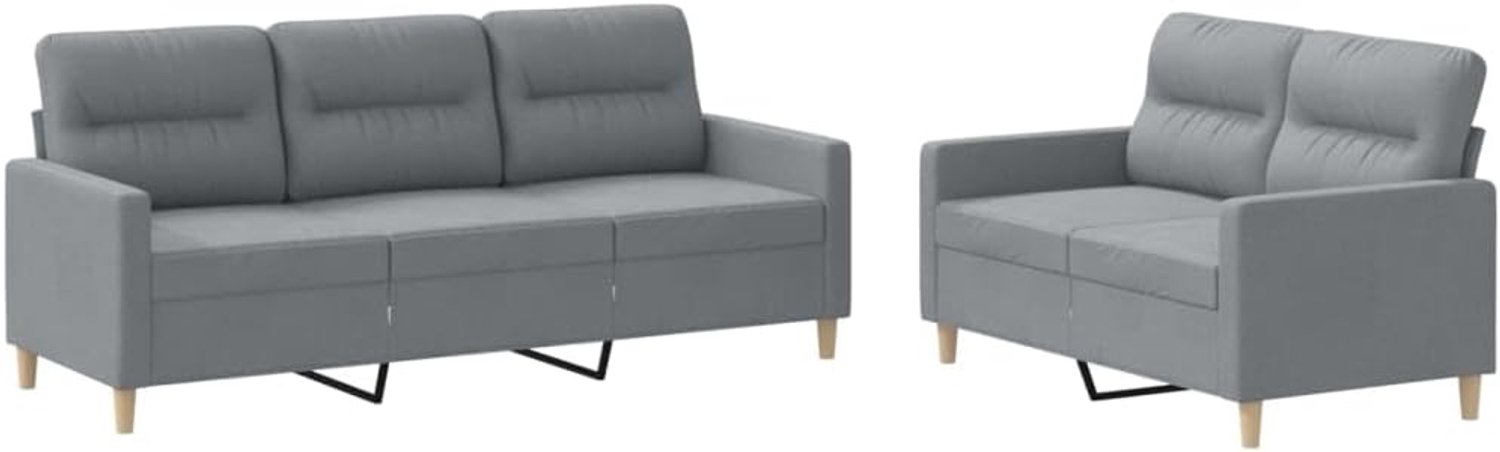 Slaapbank Kantoor Sofa 2-delig Sofa Set met Kussen Licht Grijs Stof voor Woonkamer, Slaapkamer Kantoor
