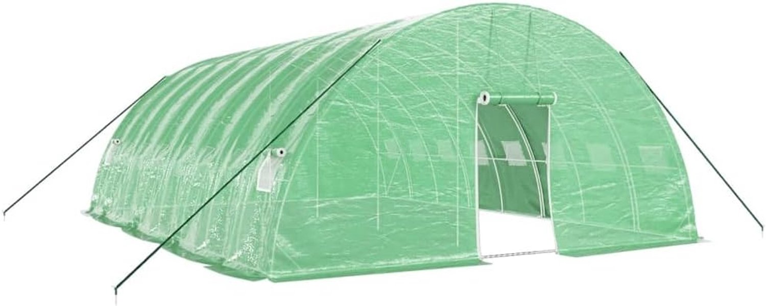 Groen, frame van verzinkt staal, 48 m², 8 x 6 x 2,85 m, tuinkas, grote broeikas, terraskas, broeikas met stalen fundering
