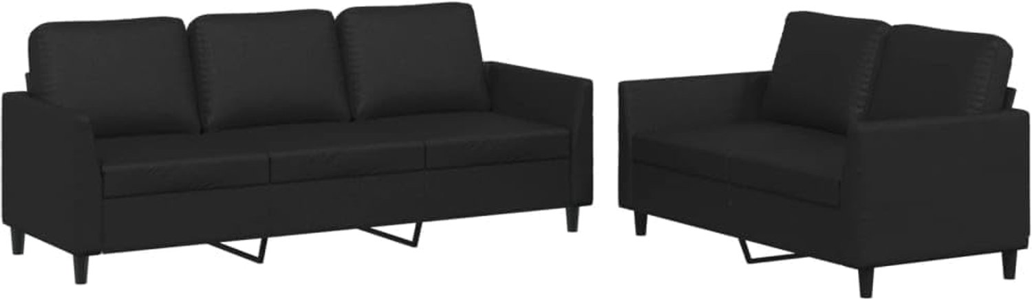 Slaapbank Kantoor Sofa 2-delig Sofa Set met Kussen Zwart Kunstleer voor Woonkamer, Slaapkamer Kantoor