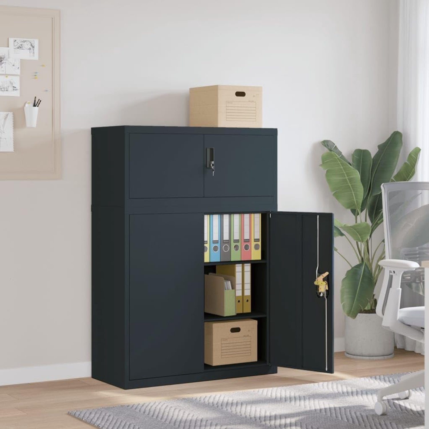 Antraciet 90 x 40 x 130 cm staal met slot