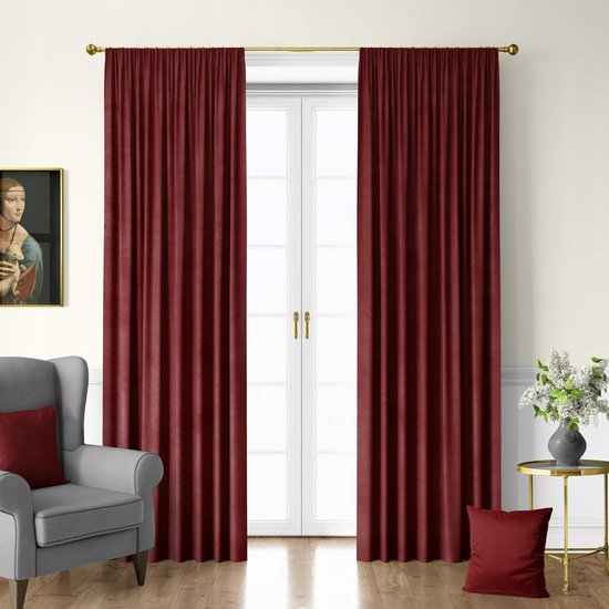 Velvet Gordijn Rood - 140x160 cm - Verduisterend 70%