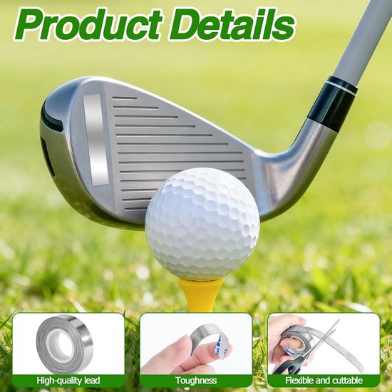 Golf Lead Tape 1/2" x 60" - Verstelbare Gewichtsband - Geschikt voor Golfclubs en Rackets - Verbeter je Swinggewicht - ShopVlot van GOLF — afbeelding 2