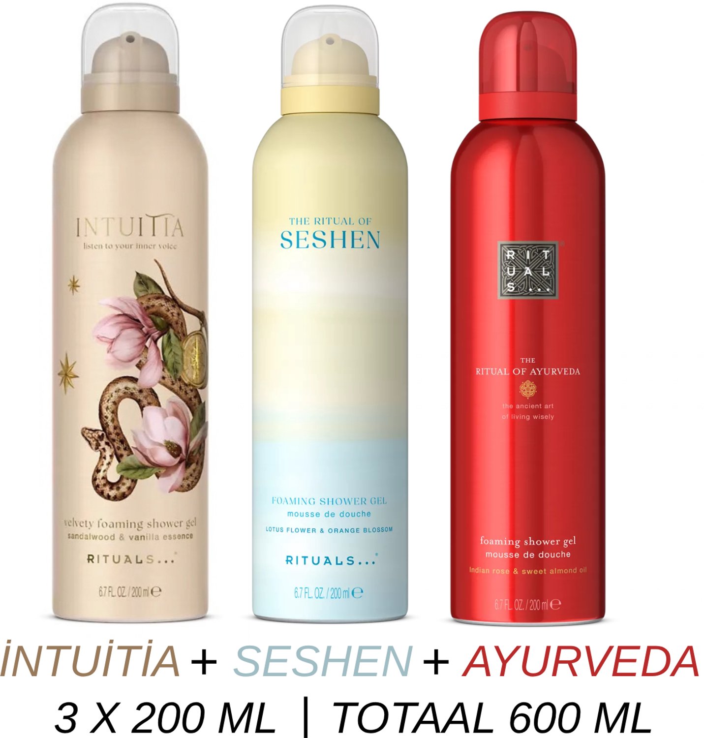 Rituals - Shower Gel Value Set - Intuitia + Seshen + Ayurveda - 3 x Shower Gel 200 ml = 600 ml - Douchegel - Doucheschuim