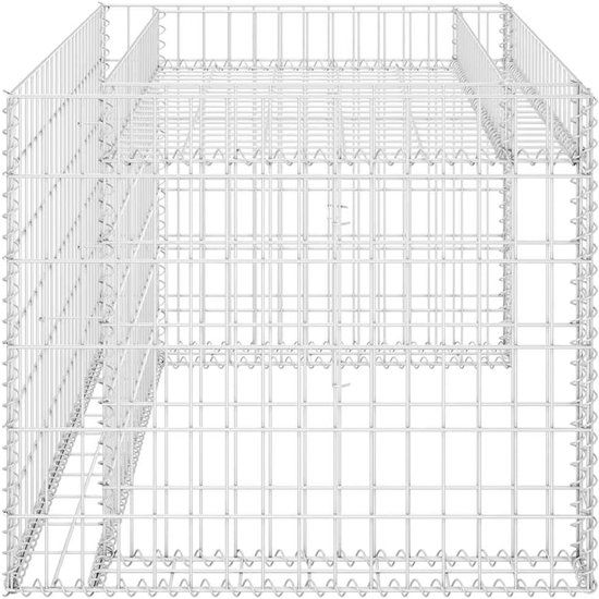 Grasmaaier-garage met verhoogd bloembed, 110 x 80 x 60 cm, schanskorf, robotmaaier, schuilplaats van staaldraad, weerbestendig, zilver — afbeelding 3