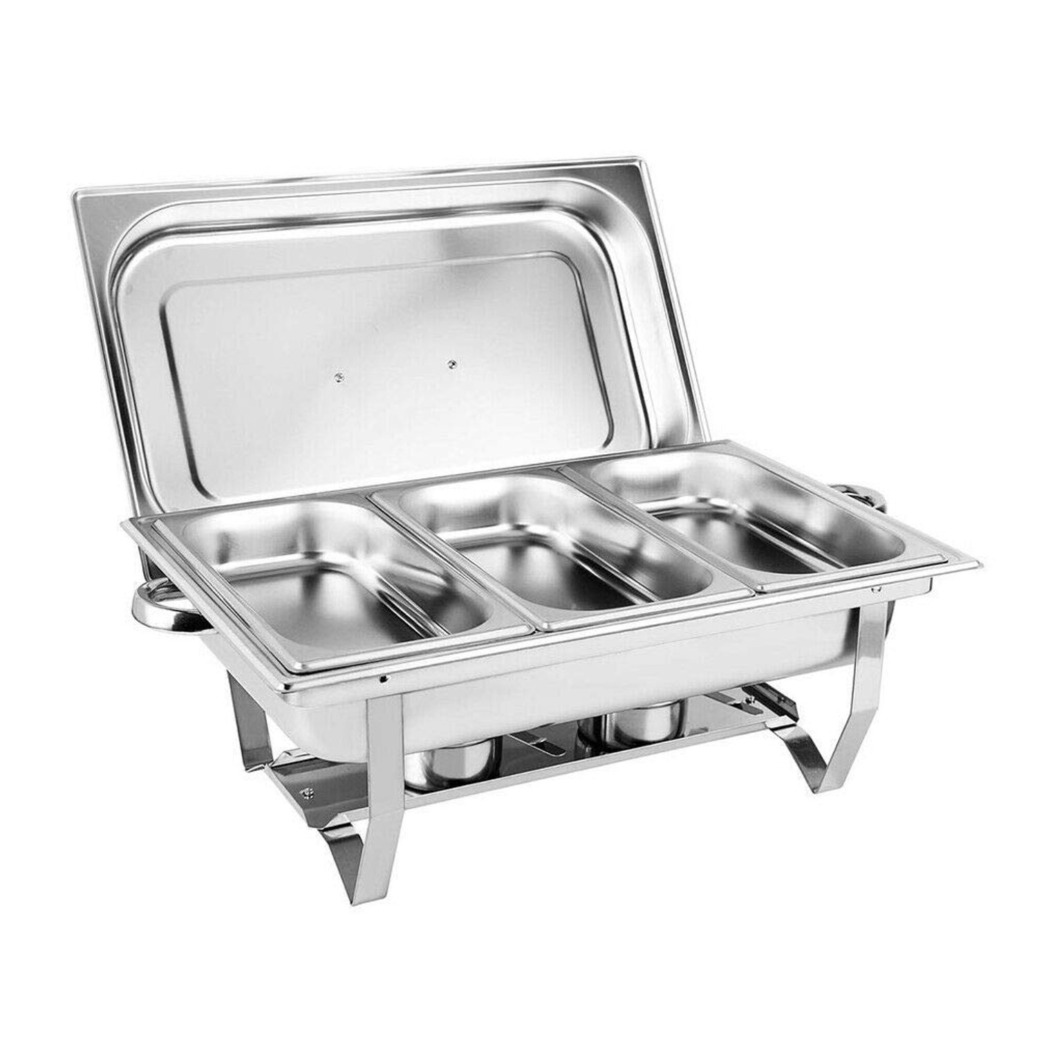 Dish 9 L roestvrij stalen voedselverwarmer met 3 voedselcontainers voor catering, buffet