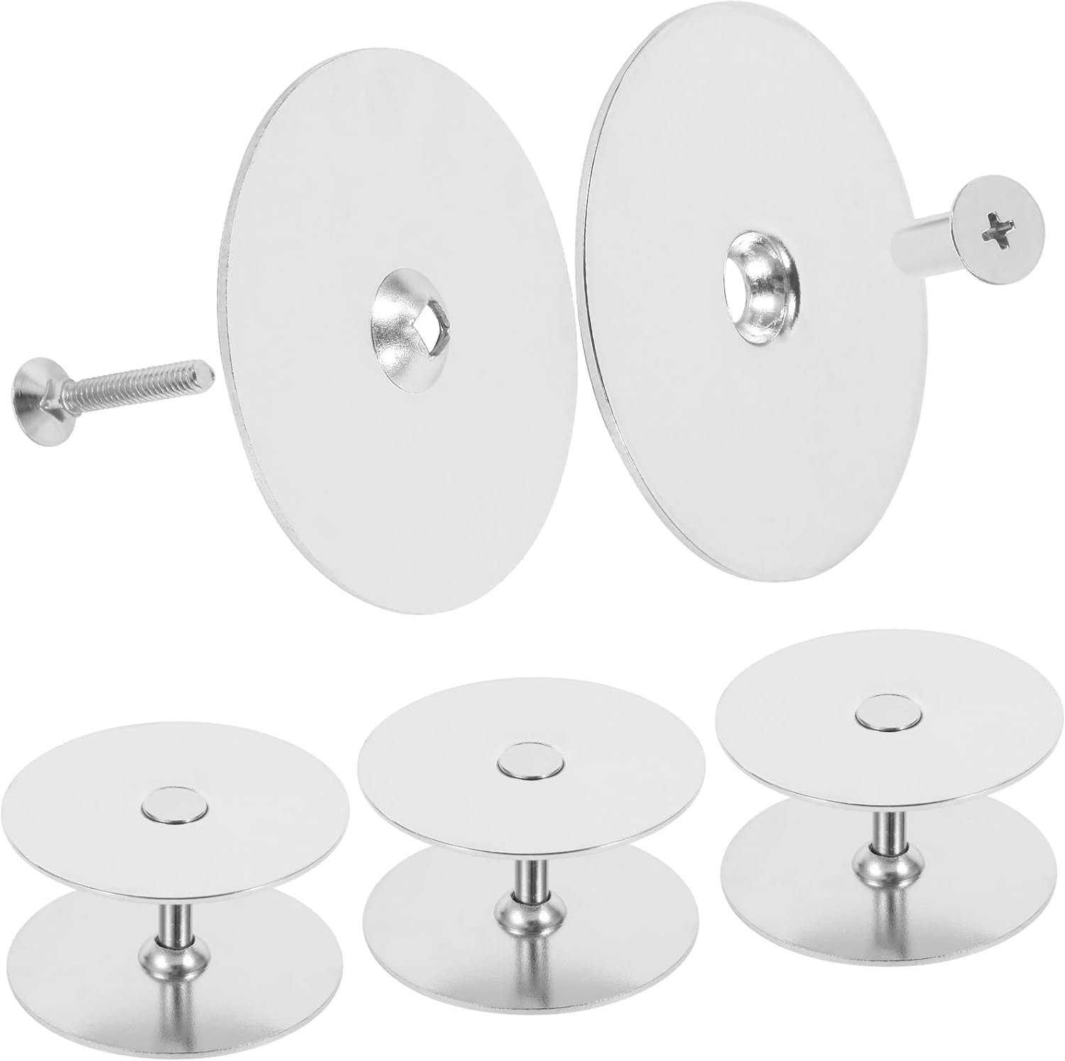 Set van 3 vulplaten voor deurgat, afdekplaat voor slapers met een diameter van 6,4 cm, verbindingsschroeven 2,5 cm en 5,1 cm (gesatineerd nikkel) (zilver)