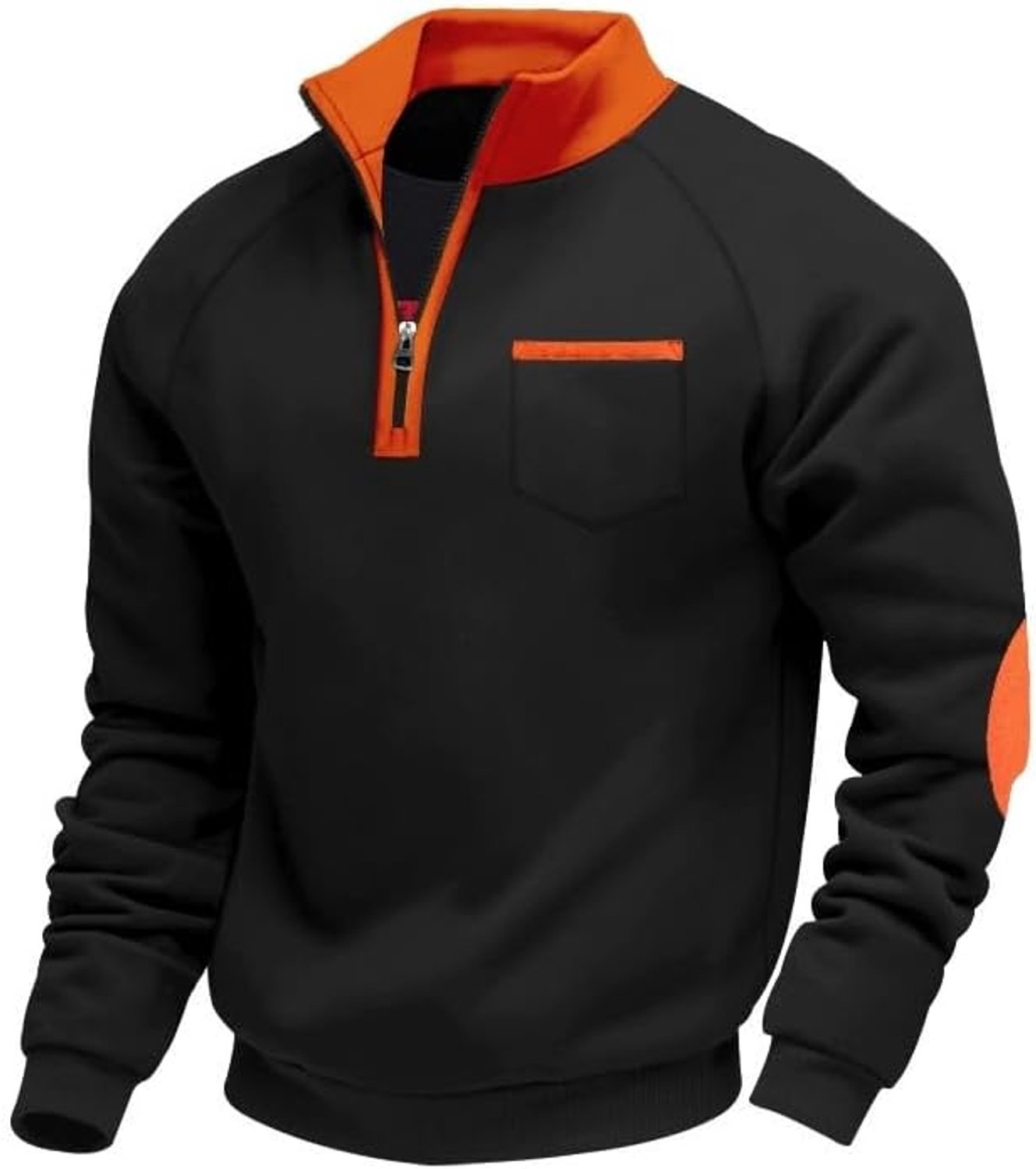 Sweatshirt zonder capuchon met opstaande kraag halve rits pullover tweekleurig design sweatjack ademend voor herfst winter basic M-3XL