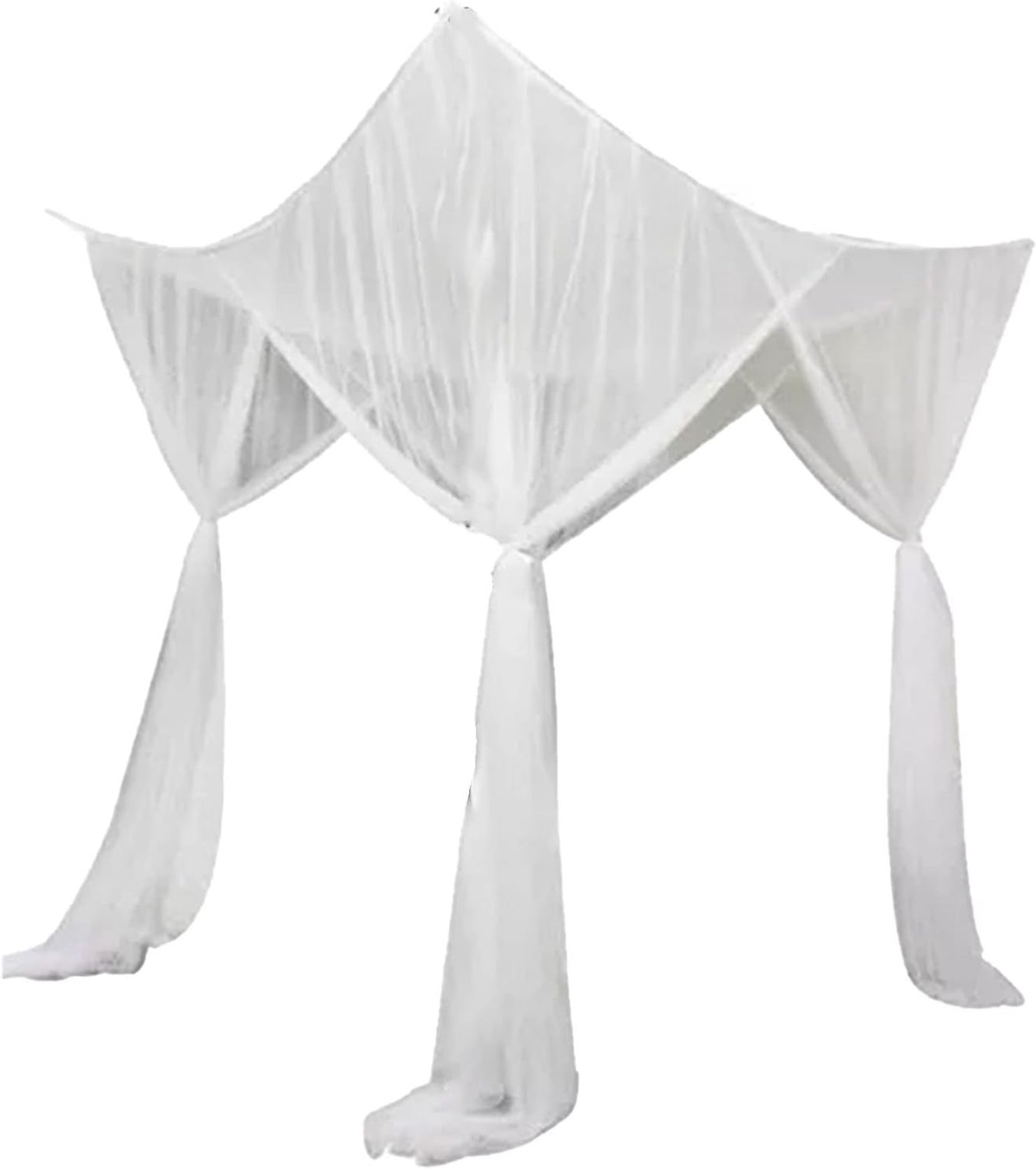 Vierkante Bedhemel, Grotere Ruimte, 4 Hoeknetten, voor eenpersoons-, tweepersoons-, Kingsize Bed, met 4 Openingen, 190 X 210 X 240 Cm, Wit