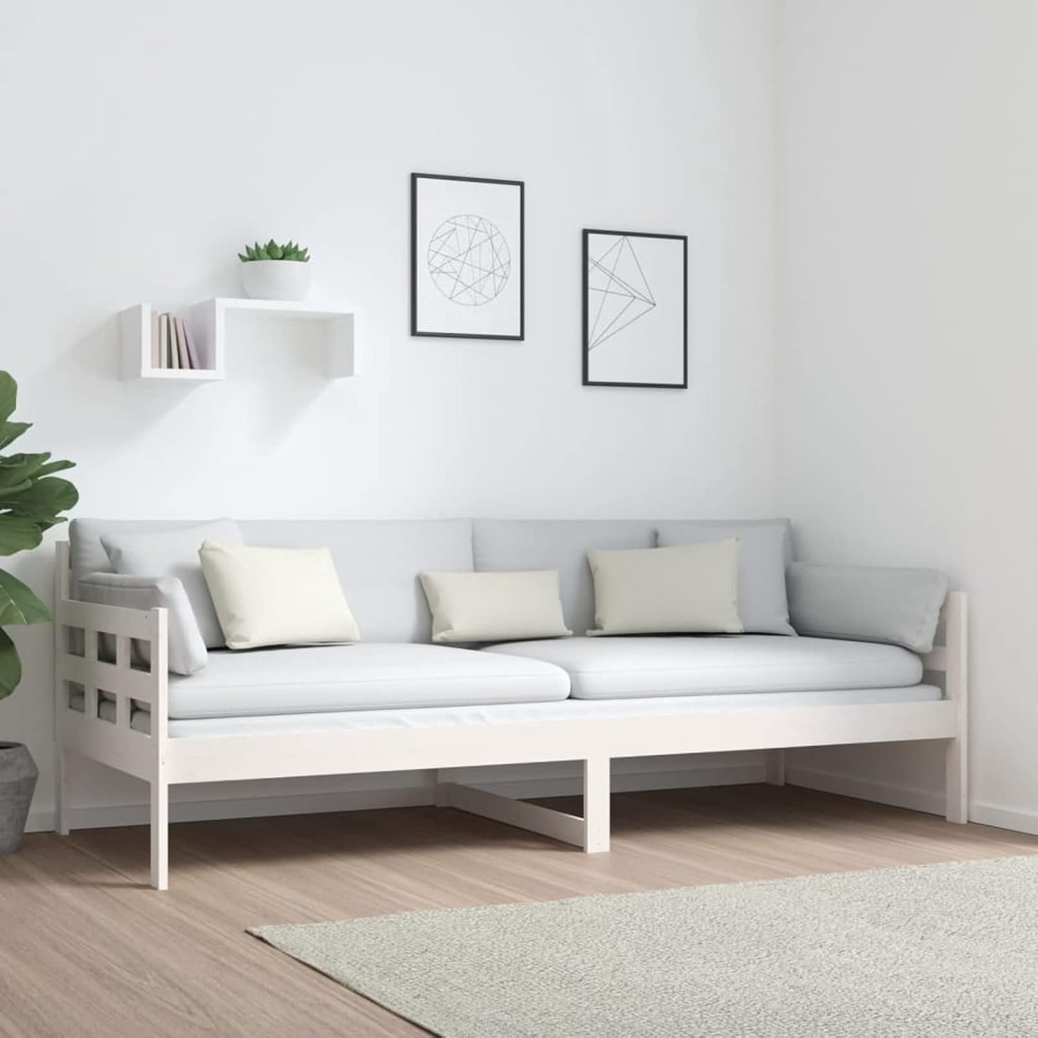 Sofa bed sofa structuur moderne sofa bed bed voor slaapkamer woonkamer kantoor zonder matras massief grenen wit 80x200cm