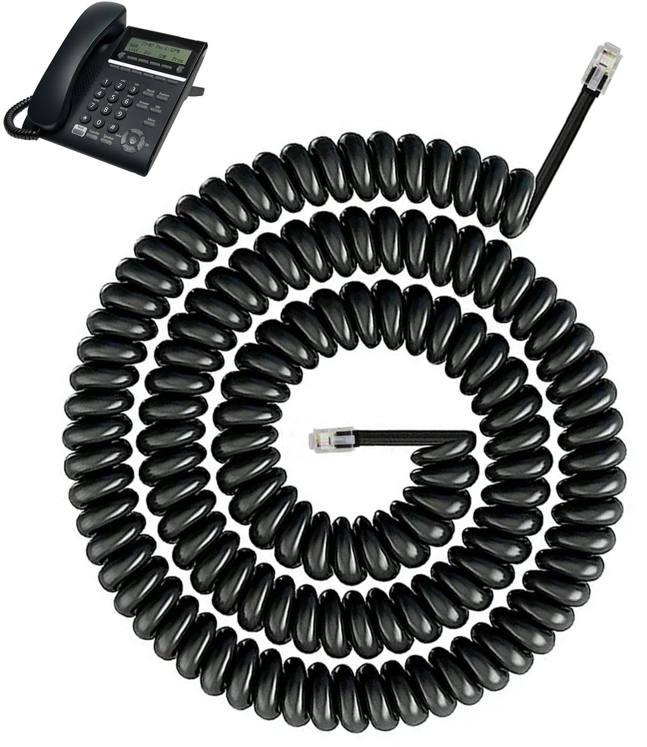 5m Spiral Telefoon Kabel met RJ9 Connectoren voor Bedrade Telefoons