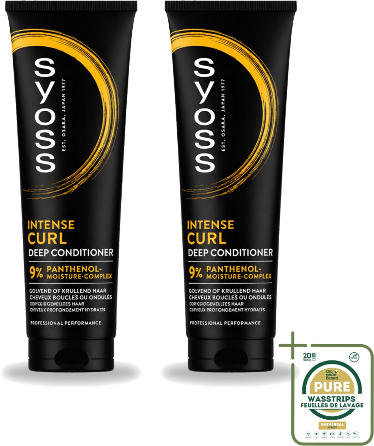 2 x Syoss - Intense Curls - Deep Conditioner - Elastische Krullen - 250 ml - Wasstrips - Krullen Verzorgen - Elastische Krullen - Kruldefinitie - Haar Verzorging - Hydraatatie