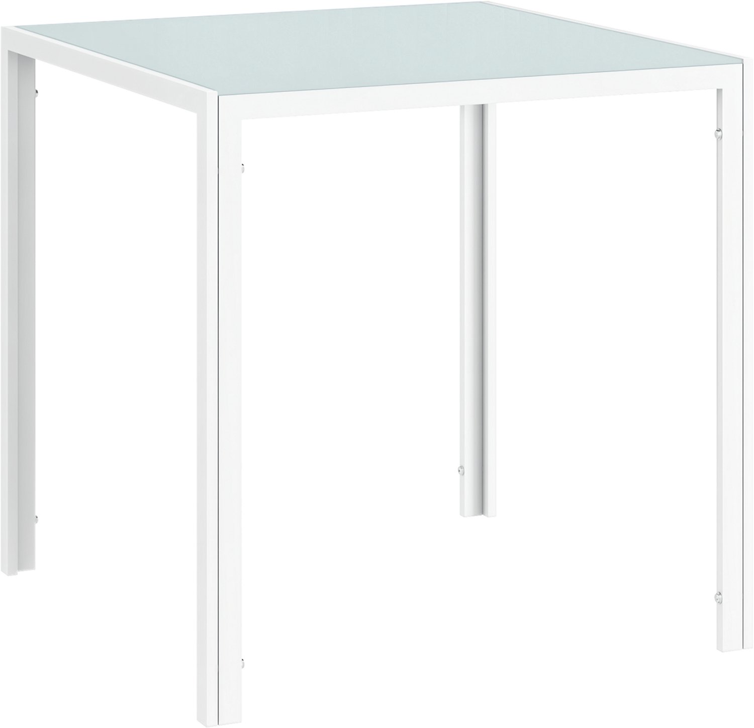 Homcom Eettafel vierkant met glazen blad - Keukentafel - Eethoek - Wit