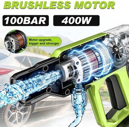 Hogedrukreiniger Accu 125 Bar - 2x4,0 Ah Batterij - 5-in-1 Sproeier - 5 Meter Slang - Draagbaar - Tuinreiniger — afbeelding 4