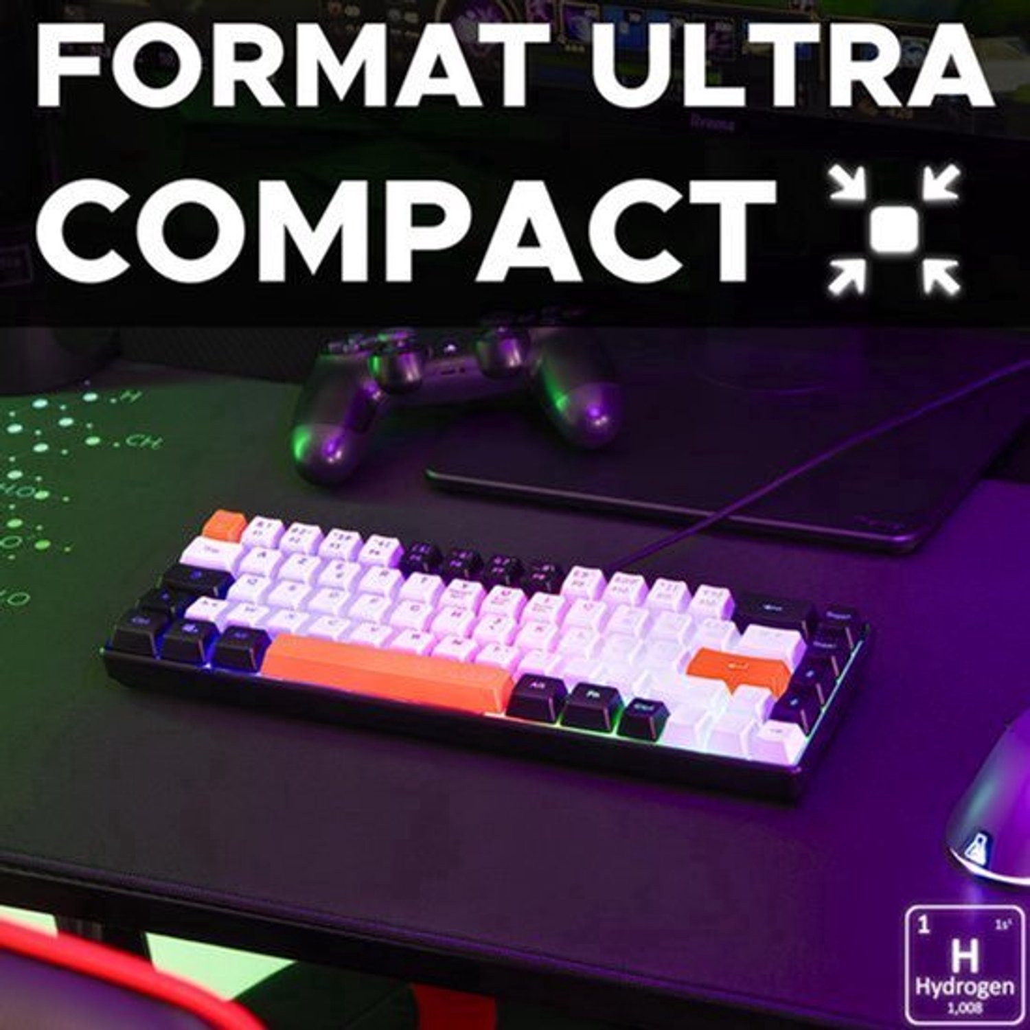 60% gamingtoetsenbord, bekabeld, Azerty, meerkleurige achtergrondverlichting, stil, compact formaat TKL- Pc/PS4/Ps5/Xbox - New 2023 (oranje/wit/zwart)