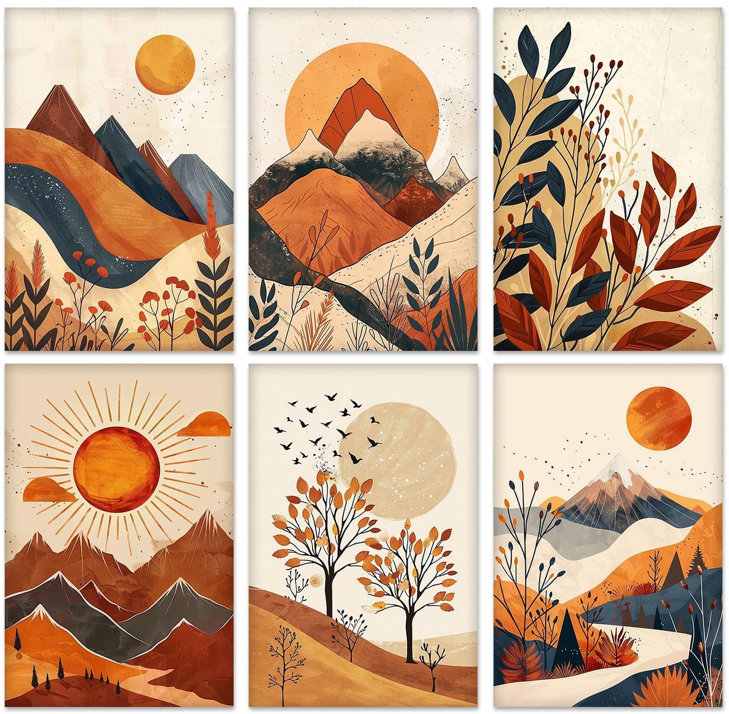 Set van 6 Schilderen op Nummer Kits Volwassenen Landschap 20x30cm