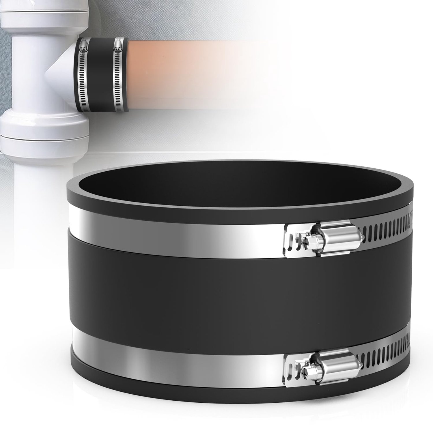 Rubber Koppeling 125 mm - Flexibele Verbinding - Roestvrij Stalen Klemmen - Ventilatiepijpen - Hoses - Duurzaam EPDM Rubber
