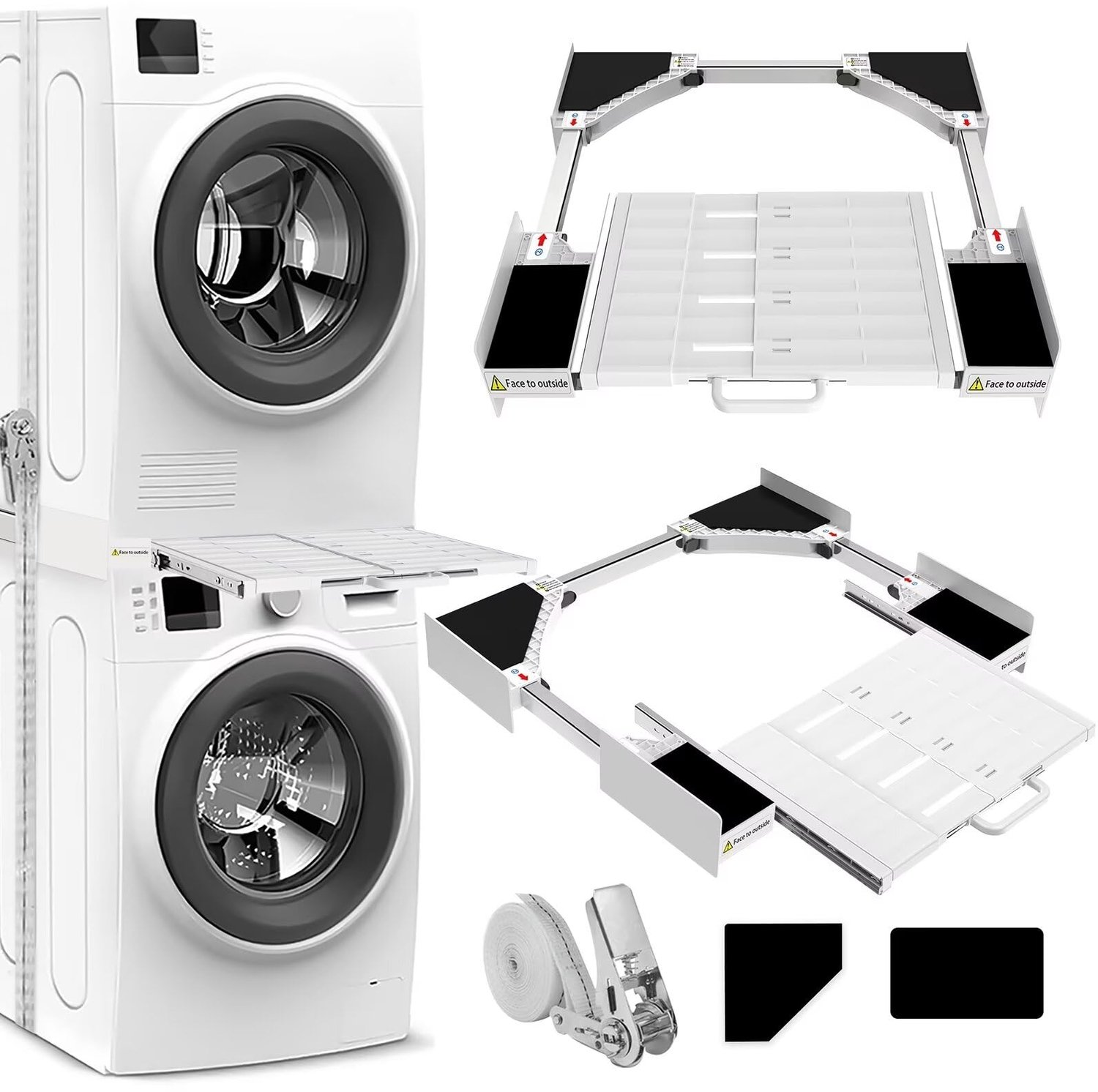 Universele Stacking Set voor Wasmachine en Droger met Plank