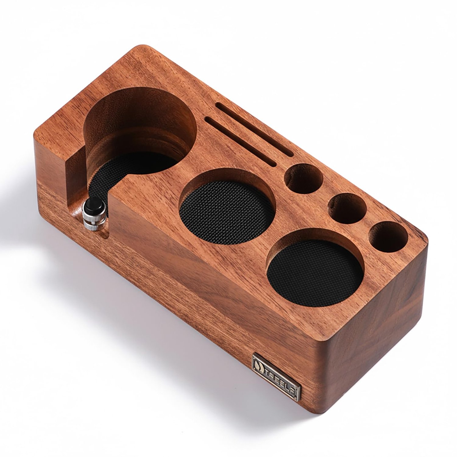 Walnoot Houten Tamper Station voor Espresso Machines